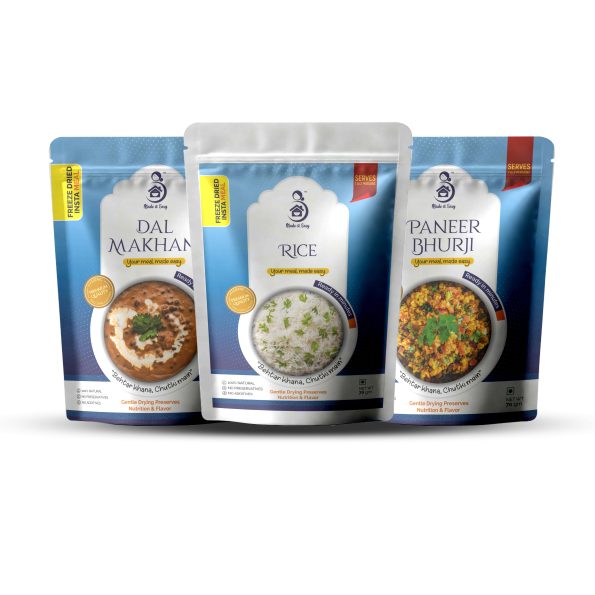 dal makhani, rice & paneer bhurji